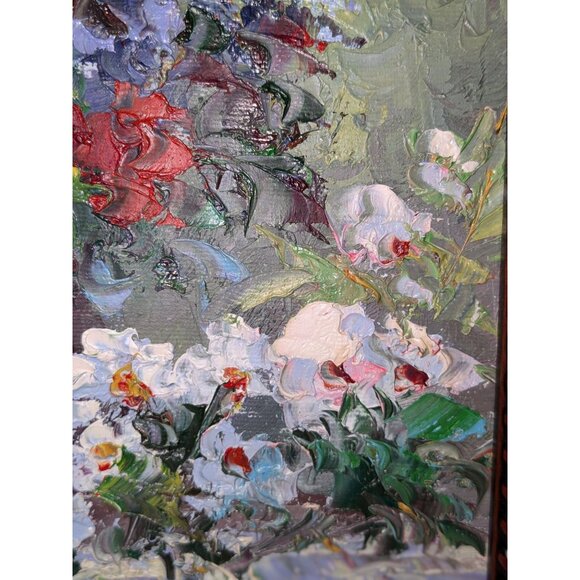 Framed Oil Painting of Colorful Floral Bouquet by Rogers 12"x9" - Picture 9 of 10